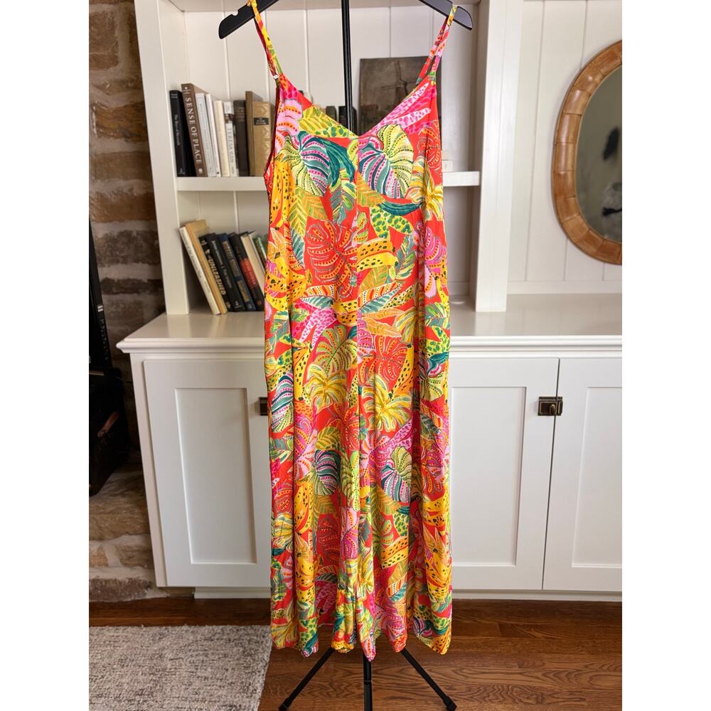 🌴 VICI Tropical Print Cropped Wide Leg Jumpsuit | Size S | Multicolor - Picture 2 of 11